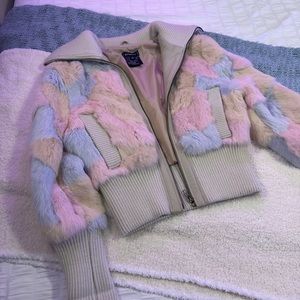 RARE Bebe 100% real rabbit Fur Jacket Size XS
I
